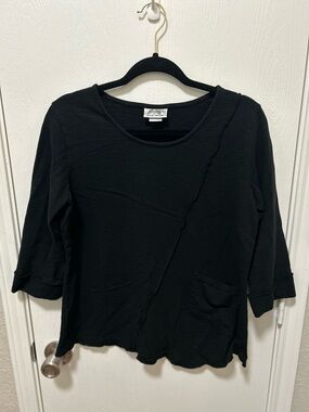 Wild Palms 100% Cottom Black 3/4 Sleeve Top Woman’s Size Small